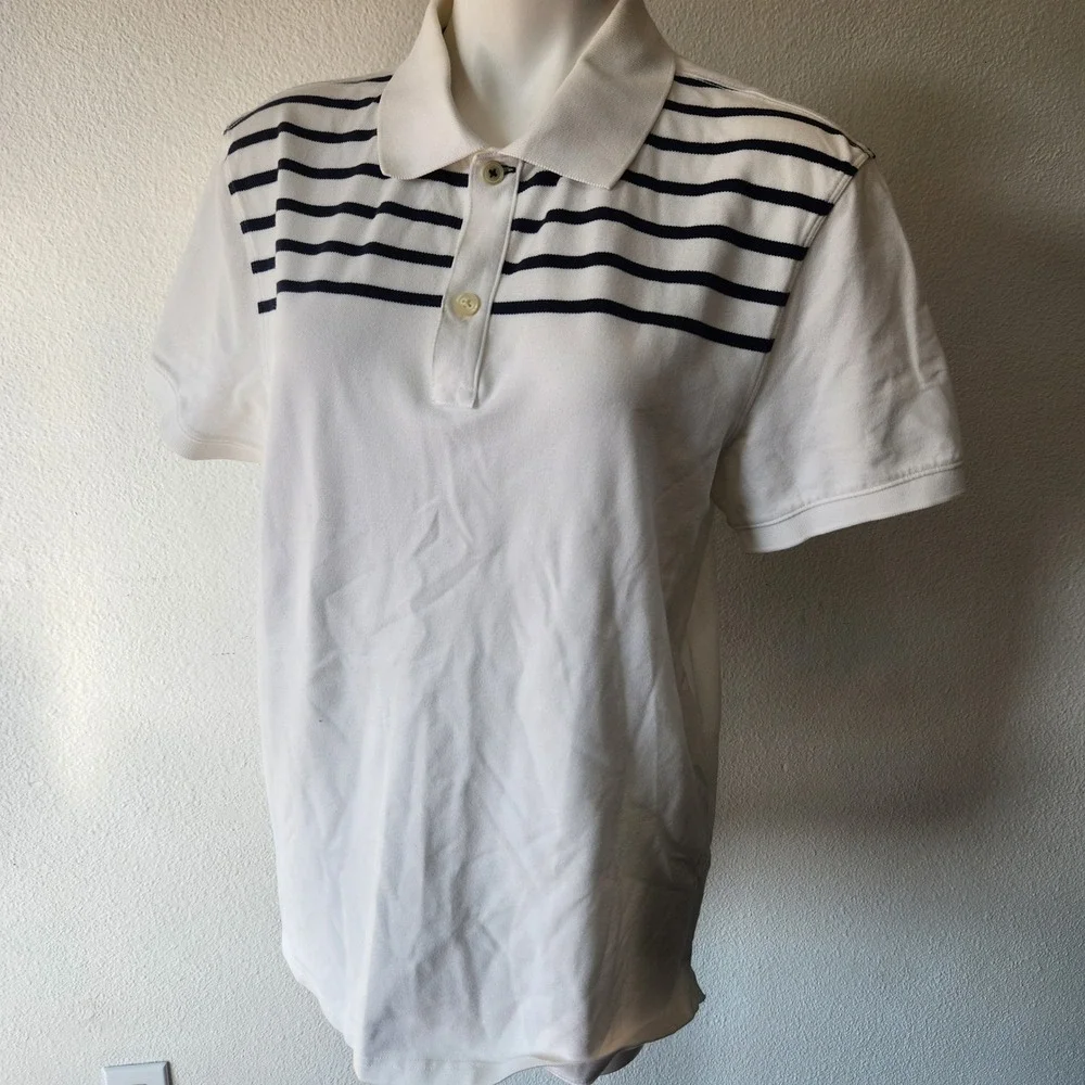 Mens White Polo Banana Republic Fitted‎ Short Sleeve Polo Cotton Large